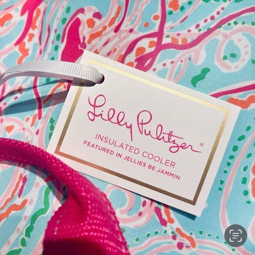 NWT Lilly Pulitzer Insulated cooler pink blue Jellies Be Jammin lunch beach bag - Picture 13 of 16